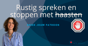 rustig spreken en stoppen met haasten tijdens een presentatie