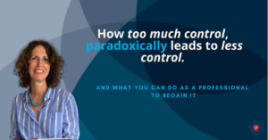 Mabel Frumau presenting with impact, with the title “How too much control paradoxically leads to less control”